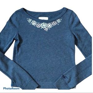 Hollister | Round Neck Jeweled Fleece Sweatshirt